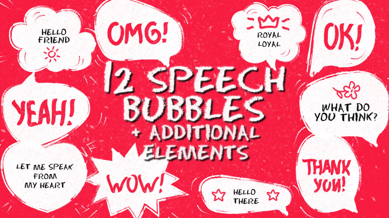 12个有趣的语音泡泡和元素包普贤居精选pr模板