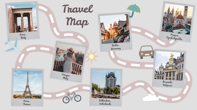 旅游书籍幻灯片旅行元素16设计素材网精选pr模板