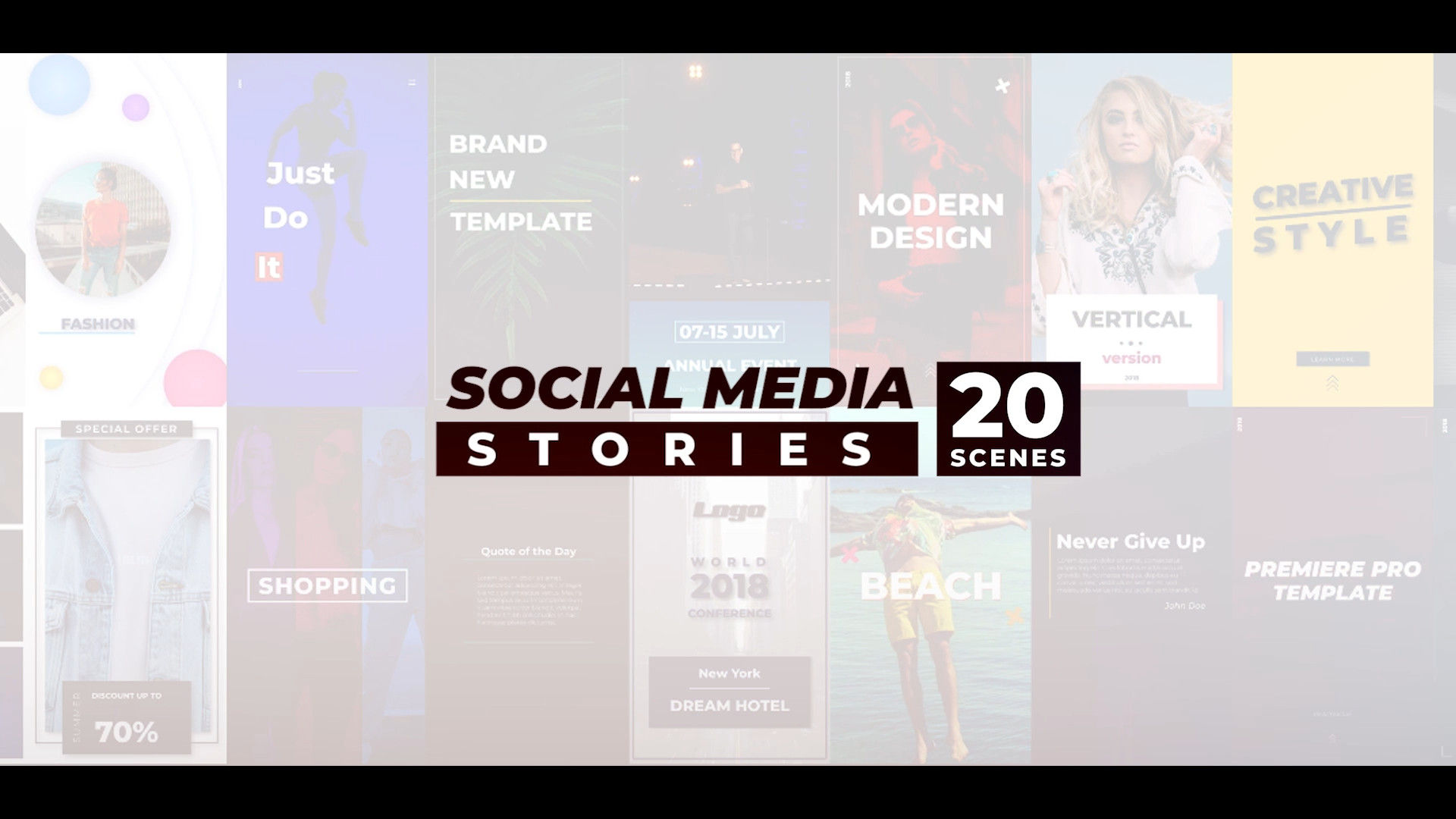 20个时尚的社交媒体故事展示16设计素材网精选pr模板