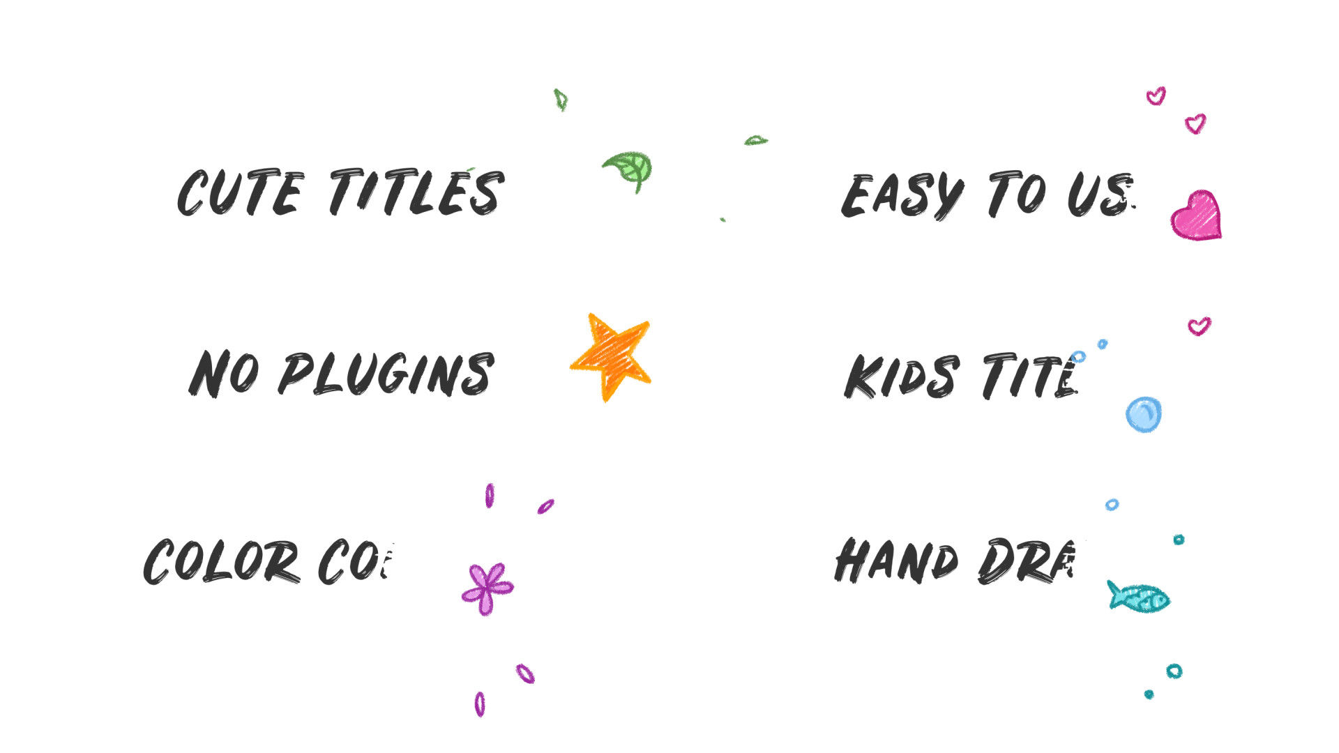 可爱的手绘标题儿童节宣传片素材天下推荐PR模板Kids Hand Drawn Titles