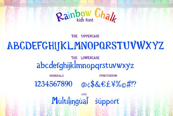 Rainbow Chalk fun kids font+Patterns插图1