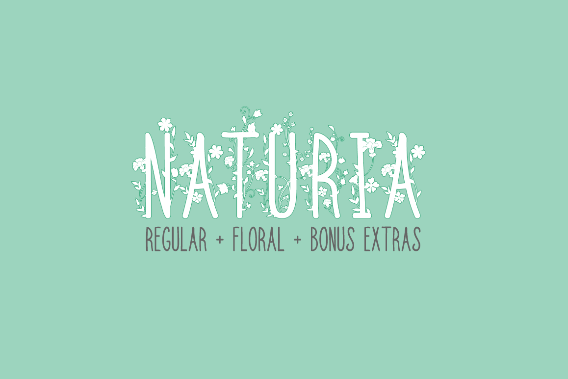 Naturia Floral Font & Bonus ExtrasRegular Font插图