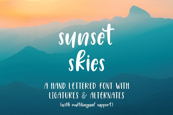 Sunset Skies Hand Lettered Font插图
