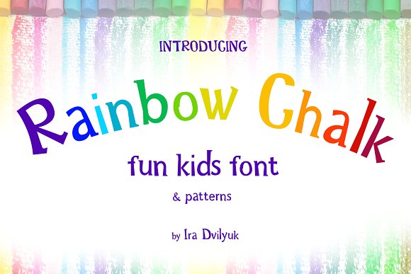 Rainbow Chalk fun kids font+Patterns插图