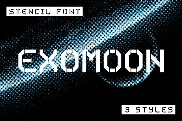 Exomoon display stencil font插图