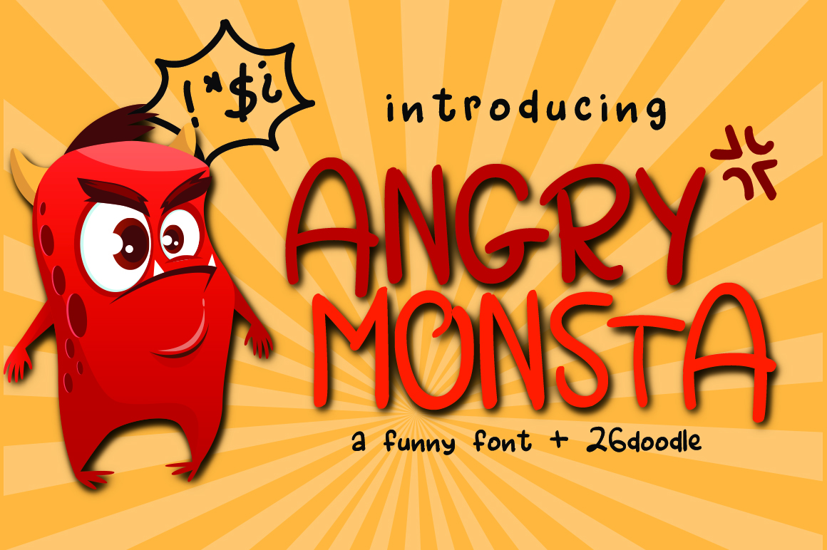 Angry Monsta – A Funny Font with doodles插图