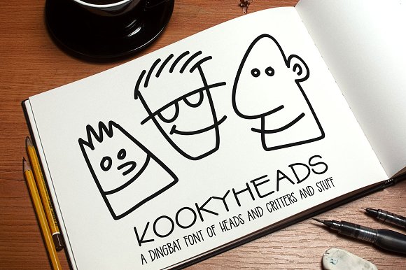 Kookyheads – a dingbat doodle font!插图