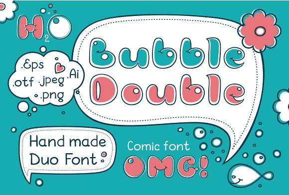 Bubble Double Duo font. Comic插图