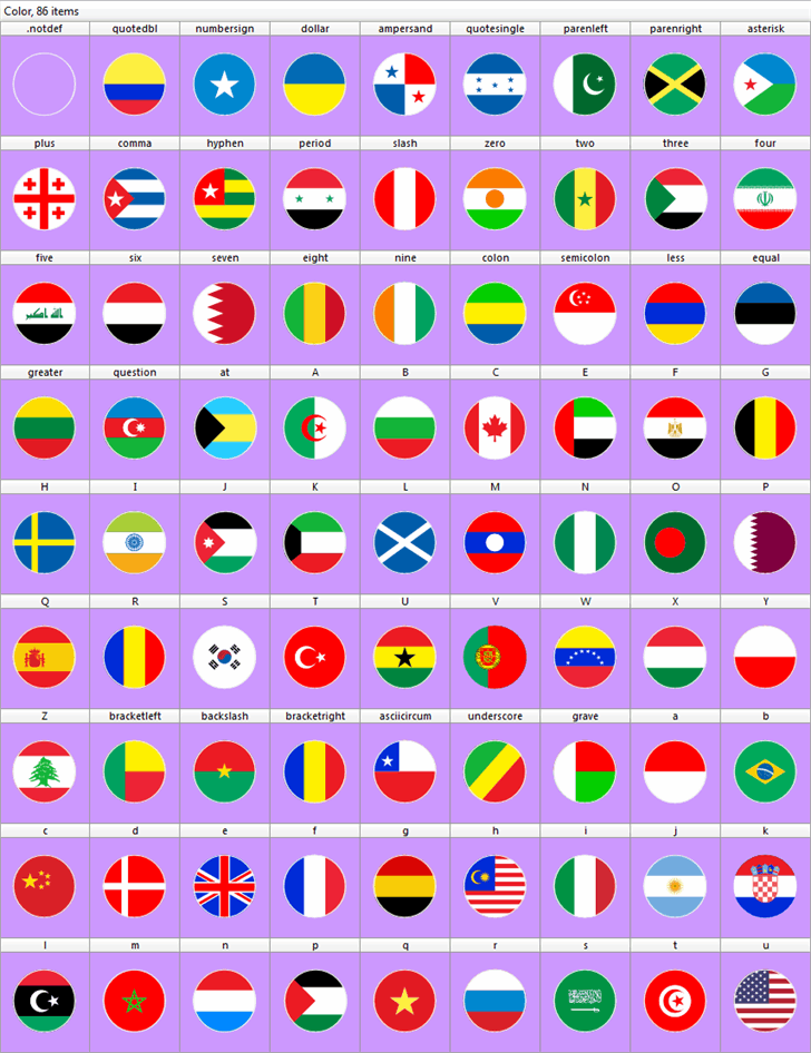 flags world color font插图