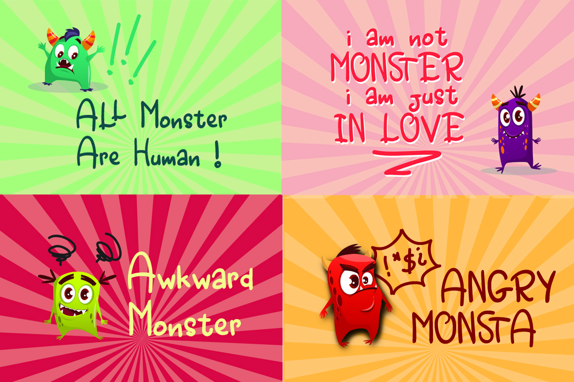 Angry Monsta – A Funny Font with doodles插图1