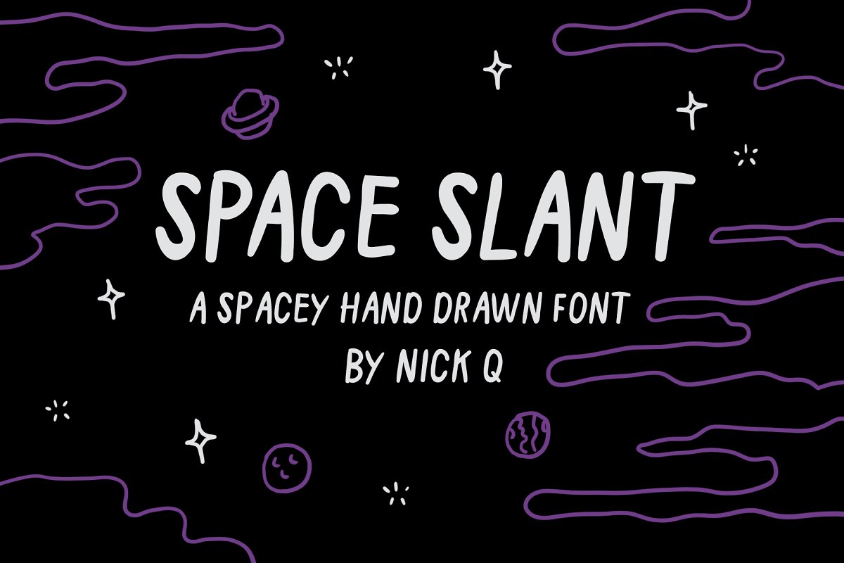 Space Slant Hand Drawn Font插图