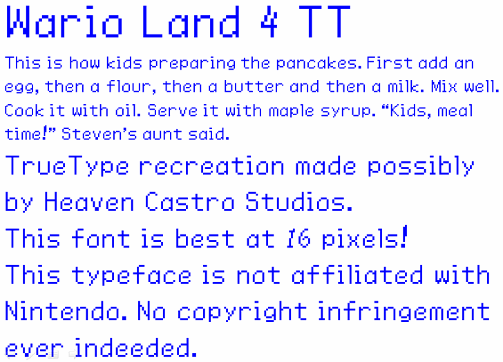 WarioLand4TT font插图