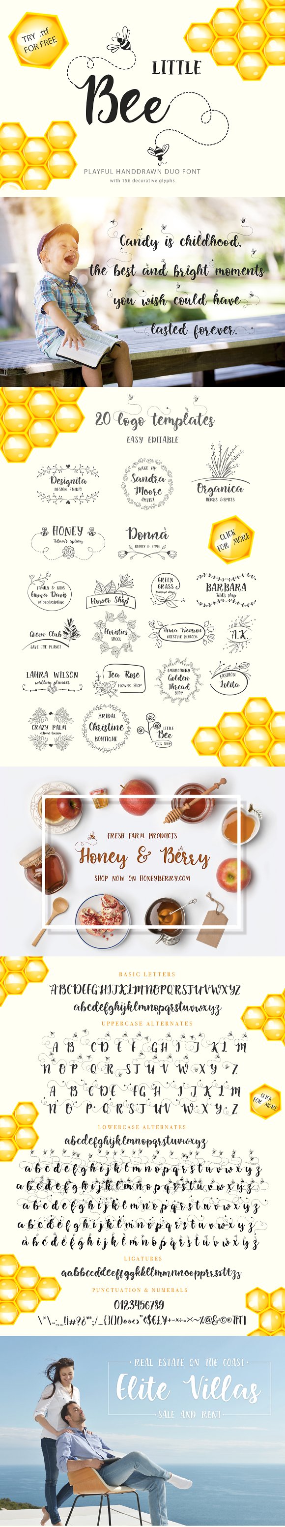 Little Bee. Duo font & logos.插图
