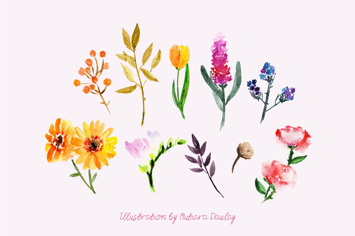 Beauty Pearl Font & Watercolor Floral Bundle插图2