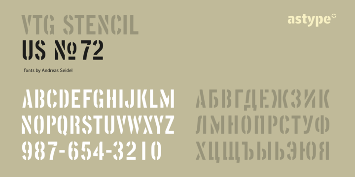 Vtg Stencil US No 72 Font Family16设计网精选英文字体