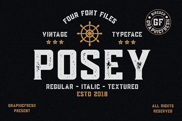 Posey – Vintage Type | 4 Font Files素材中国精选英文字体