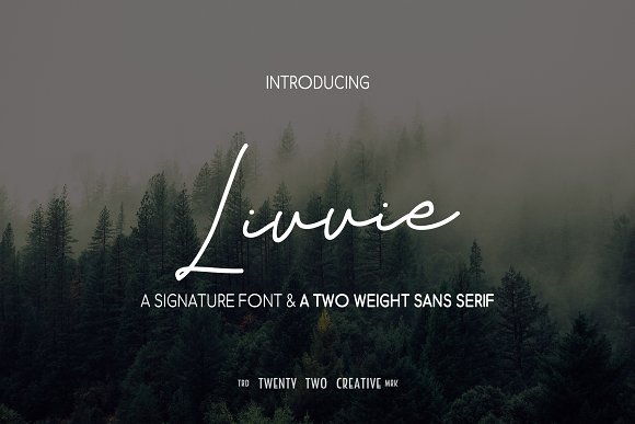 Livvie – Signature & Sans Font Duo素材中国精选英文字体