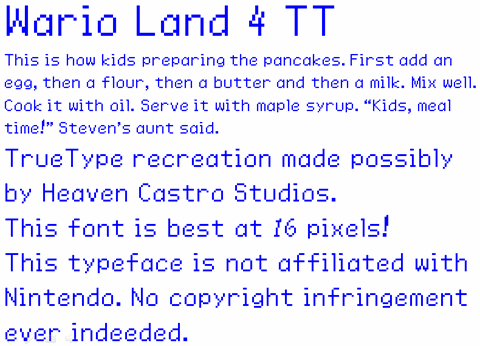 WarioLand4TT font素材中国精选英文字体