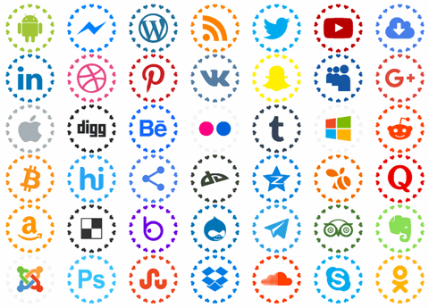 social networks colors font素材
