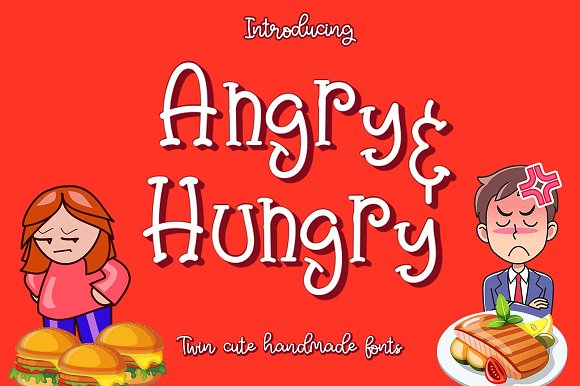Angry & Hungry Twin Cute Fonts素材中国精选英文字体