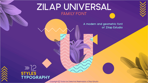 Zilap Universal font素材中国精选英文字体