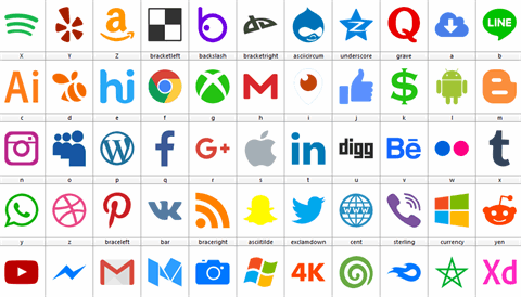 Icons Color 128 font素材中国精选英文字体