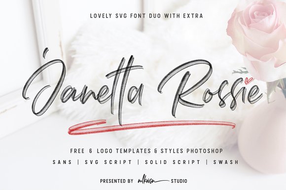 Janetta Rossie | SVG +font duo extra素材中国精选英文字体