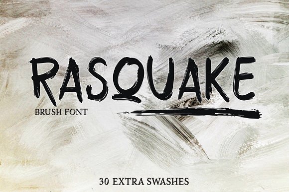 RASQUAKE brush font + EXTRA swashes素材中国精选英文字体
