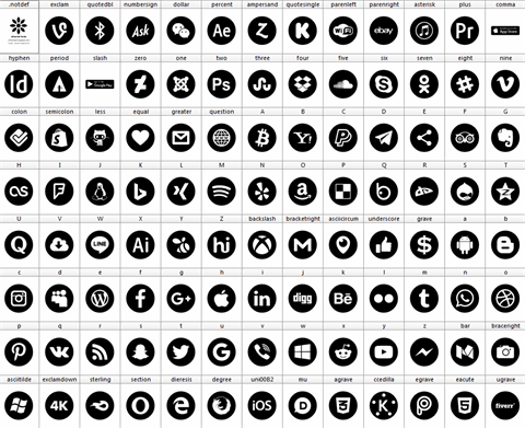 font 100 icons font素材中国精选英文字体