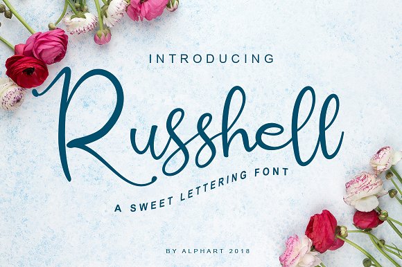 Russhell a sweet lettering font素材中国精选英文字体