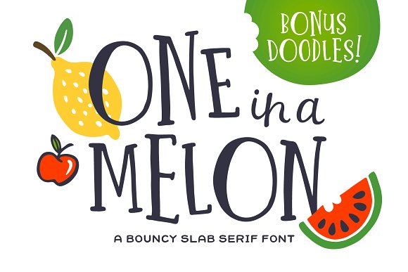 One in a Melon Font + Doodles!普贤居精选英文字体
