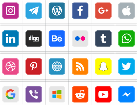 Icons Social Media 7 font16图库