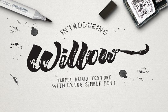 Willow Brush Texture Font16设计网精选英文字体