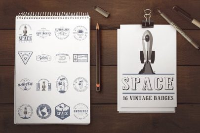 Space badge + 3 fonts.普贤居精选