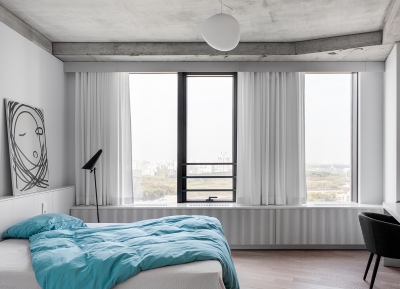 全景落地窗+混凝土天花板! 108平时尚公寓设计素材中国网精选