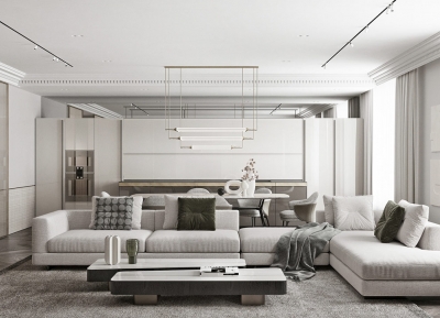 时尚浅灰色+清新白！低调奢华的家居空间素材中国网精选
