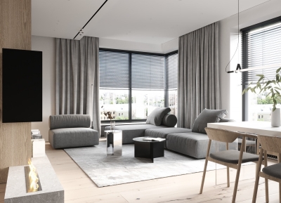 开放式布局空间的112平现代住宅设计普贤居素材网精选