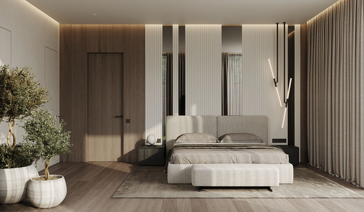 石灰华地板+木纹饰面！250平米豪华家居设计