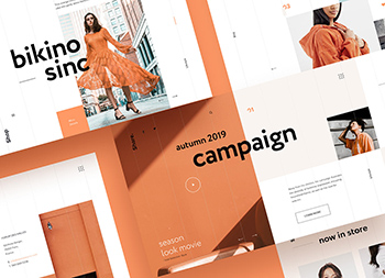 橙色简约风格在线时装商店网页设计普贤居素材网精选