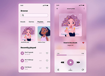 36款时尚个性的音乐播放器App UI界面设计普贤居素材网精选