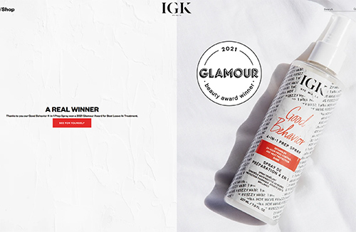 美国连锁美发品牌IGK网站设计素材中国网精选