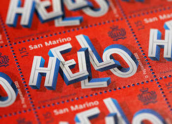 四种语言说“你好”：Davide Pagliardini邮票设计16设计网精选
