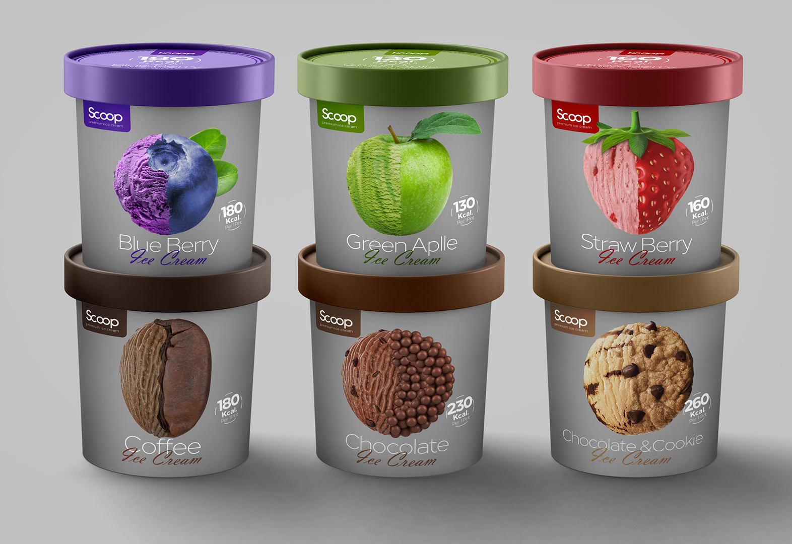 Scoop水果风味冰淇淋包装设计
