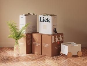 柔和的配色！涂料品牌Lick Home视觉形象设计普贤居素材网精选