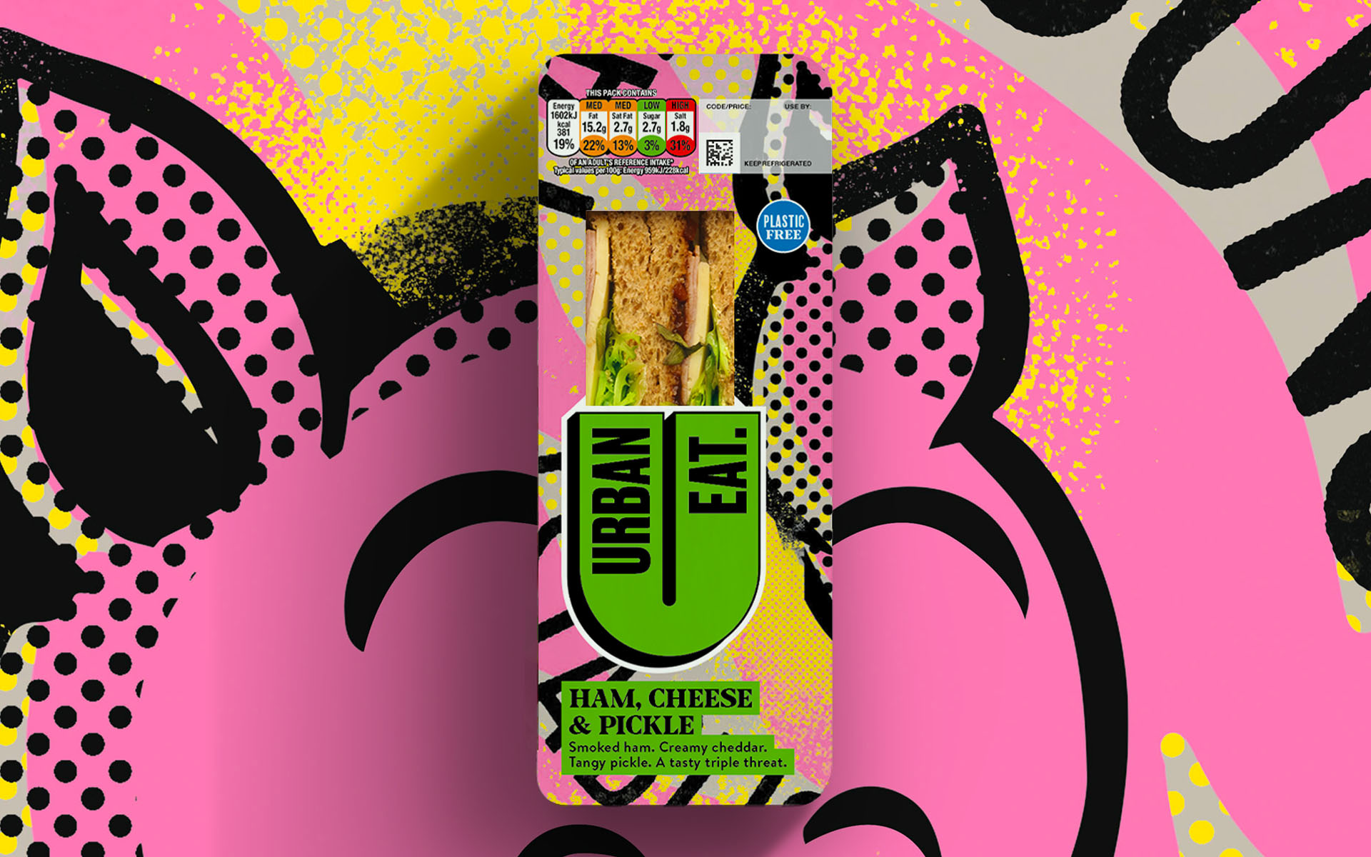 鲜艳的色彩,时尚的图案！Urban Eat三明治包装设计