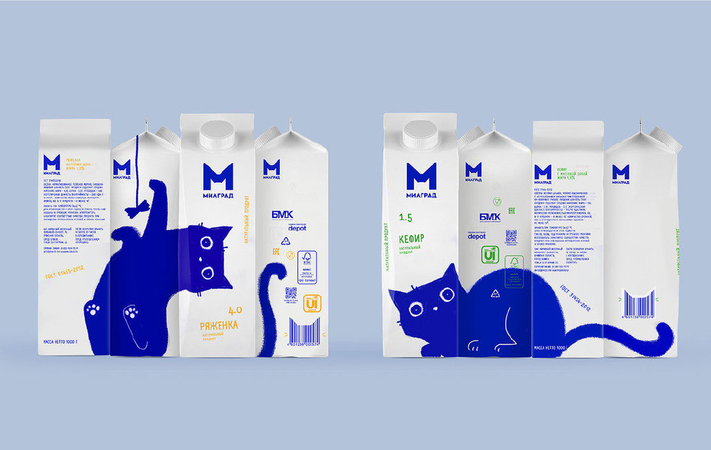 可爱的萌猫！Milgrad牛奶包装设计