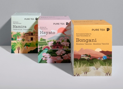 德国有机茶品牌Pure Tea的包装和插画设计普贤居素材网精选