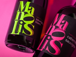 时尚的字体排版 Manolis葡萄酒包装设计16图库网精选