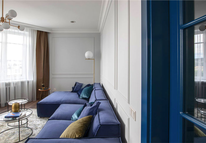 浪漫时尚精致的蓝色公寓设计