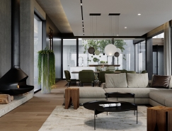 拥有精致庭院和浮动楼梯的高档现代住宅设计素材中国网精选
